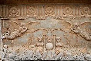 Alhambra Prints: Stone relief in the Palace of Carlos V in the Alhambra in Granada in Spain