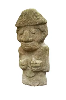 Aztec Prints: Stone statues of the idols of Mexican Mayans, the ancient Indians