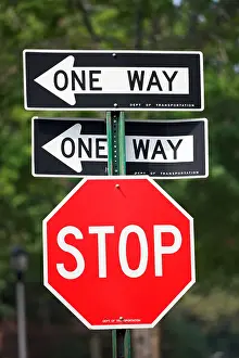 Halt Prints: STOP SIGN WITH ONE WAY SIGNS