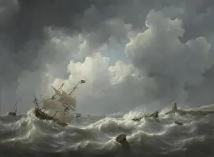 Dutch Painting Prints: Stormy Sea with Sailing Ships