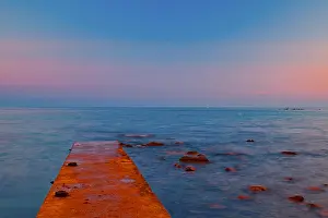 Adriatic Coast Prints: Stormy weather on sunset on the rocky shore