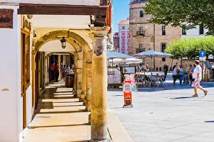 Asturias Prints: Street arcades. Avilés, Principality of Asturias, Spain, Europe