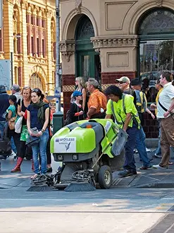 Sweeping Prints: STREET CLEANING MACHINE ON SWANSTON STREET MELBOURNE VICTORIA AUSTRALIA