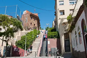 Escalator Prints: Street escalator on Baixada de la Glòria leading to Parc Guell