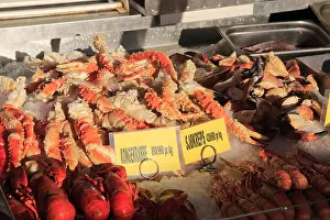 Crab Prints: Street fish stall selling lobster and crab, Bergen, Norway