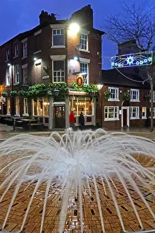 Hotpixuk Prints: Street fountain and historic Blue Bell pub