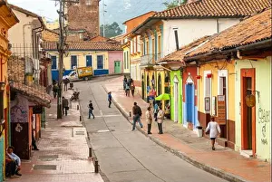 Latin American Prints: Street in La Candelaria, Bogota, Colombia