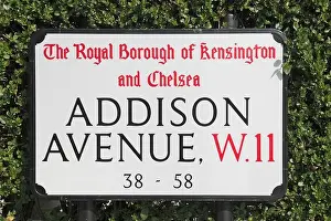 Furniture Prints: Street sign for Addison Avenue W11 in the Royal Borough of Kensington and Chelsea