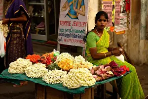 Street Vendor Kabaleeshwarar Temple Market Chennai Madras Tamil Nadu South India Asia