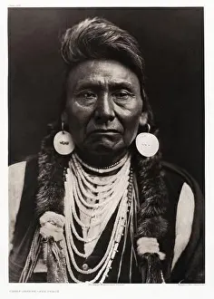 Traditional Attire Prints: This striking 1903 photographic portrait by Edward Sheriff Curtis captures Chief Joseph