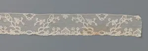 Surrounded Prints: Strip of bobbin lace with trapezoidal fields through double tendrils