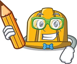 Build Prints: Student construction helmet character cartoon