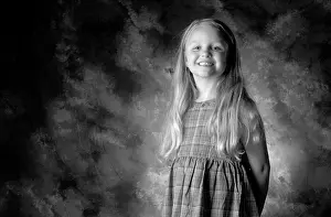 Caring Prints: Studio black and white image of female child