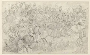 Study for The Battle of Waterloo, draughtsman: Jan Willem Pieneman, c. 1824, paper, h 273 mm × w 378 mm