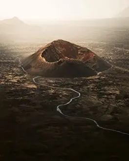 Lanzarote Prints: This stunning aerial image captures the Cuervo Volcano in Lanzarote