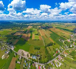 Sprayer Prints: Stunning aerial panorama from a drone of countryside