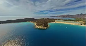 Calm Sea Prints: A stunning aerial photo of Capo Carbonara's sandy beaches