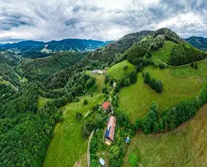 Stunning beautiful aerial view of the Vosges mountain range in Alsace. France