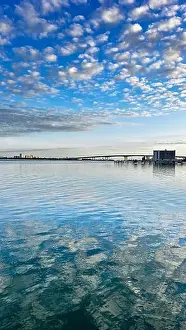 Wetlands Prints: A stunning coastal cityscape where modern buildings meet the ocean along a sweeping shoreline