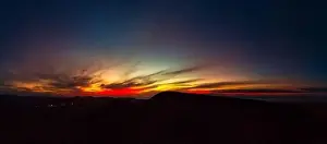 Corralejo Prints: Stunning panoramic image just after sunset over volcan Calderon Hondo volcano near Lajares Fuerteventura