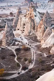 Ballon Prints: Stunning view of some rock formations in the Red & Rose Valley in Cappadocia during a beautiful sunset