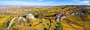 Panoramic Photo Prints: Stuttgart Grabkapelle grave chapel Württemberg Rotenberg vineyard aerial photo panoramic view autumn in Germany tourism