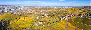 Stuttgart Grabkapelle grave chapel Württemberg Rotenberg vineyard aerial photo panoramic view autumn in Germany tourism