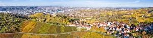 Panoramic Photo Prints: Stuttgart Grabkapelle grave chapel Württemberg Rotenberg vineyard aerial photo view travel in Germany wine