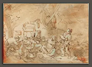 Laid Prints: Style of Adriaen van Ostade, Brawl in an Inn