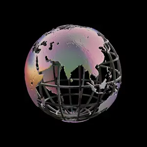Shimmering Prints: Stylized Earth Globe - India at center