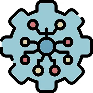 Engineering Equipment Prints: Stylized gear wheel icon. Outline stylized gear wheel vector icon color flat isolated