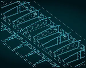 Spar Prints: Stylized vector illustration of Aircraft Wing Structure close up
