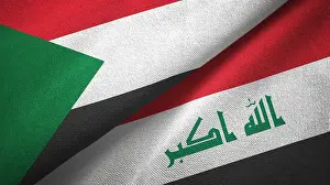 Iraqi Prints: Sudan and Iraq two flags textile cloth