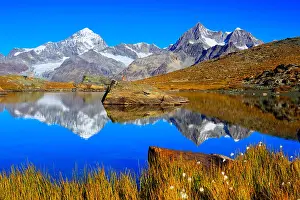 Reflecting Prints: Suisse Alps with Dent Blanche and Obergabelhorn reflecting in a mountain lake