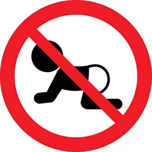 Diaper Prints: Not suitable for babies, not for baby, prohibition sign, vector illustration
