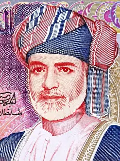 Oman Prints: Sultan Qaboos bin Said Al Said portrait from Omani money
