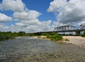 Outdoor Activities Prints: Summer in the Rio Nueces, Bridge of the US 90 Texas USA