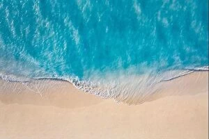 Images Dated 1st February 2022: Summer seascape beautiful waves, blue sea water in sunny day. Top view from drone