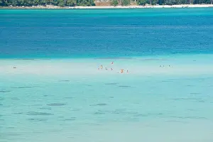 Summer, Travel, Vacation and Holiday concept - Aerial view of clear blue water of the Andaman sea in Phuket, Thailand