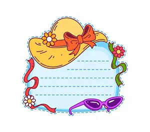 Summer travel and vacations frame, kids memo note