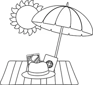 Passport Prints: summer vacation relax time travel holidays vacations beach scene elements over towel under sun umbrella holidays relax