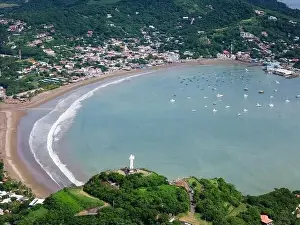 San Juan Prints: Summer vacation in san Juan del Sur town aerial drone view