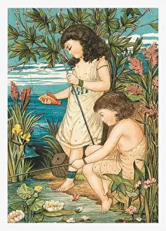 Spring Time Prints: Summertime kids. Children of ancient Egypt playing by The Nilo River