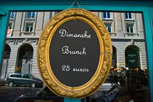 Posh Prints: Sunday brunch 25 euros sign outside a restaurant St-Germain-des-Pres Paris France Europe