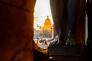 Colonnade Prints: Sunny St. Isaac's Cathedral photographed through the feet of Atlanteans in winter