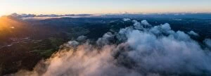 Aerial Landscape Collection: At sunrise, clouds drift over the East Bay hills in the San Francisco Bay area of Northern