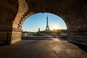 Images Dated 8th May 2016: Sunrise in Eiffel Tower in Paris, France. Eiffel Tower is famous place in Paris, France