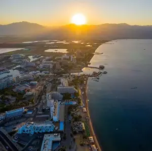 Beach Scene Prints: Sunrise over Eilat and The Red Sea
