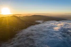 Sunrise illuminates the ever-present marine layer that drifts into the San Francisco Bay Area of California
