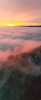 Sunrise in the Mountains with a lot of Fog